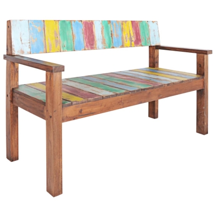 Bench Solid Reclaimed Boat Wood 125x51x80 cm - Image 10