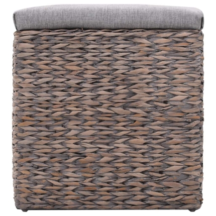 Bench with 3 Baskets Seagrass 105x40x42 cm Grey - Image 4