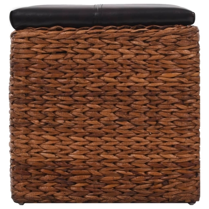 Bench with 3 Baskets Seagrass 105x40x42 cm Brown - Image 4