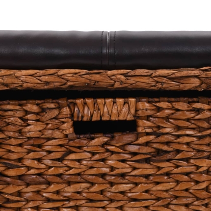 Bench with 3 Baskets Seagrass 105x40x42 cm Brown - Image 7