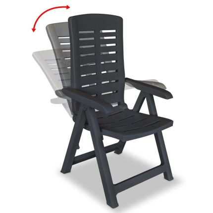Reclining Garden Chairs 4 pcs Plastic Anthracite - Image 2