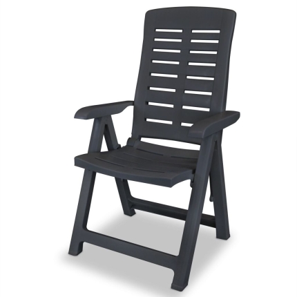 Reclining Garden Chairs 4 pcs Plastic Anthracite - Image 3
