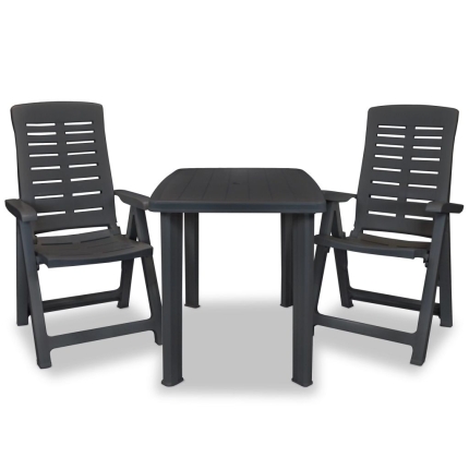 3 Piece Bistro Set Plastic Anthracite - Image 3