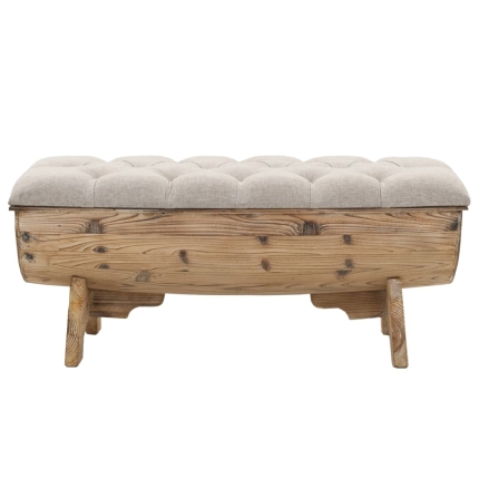 Storage Bench 103x51x44 cm Solid Wood and Fabric - Image 2
