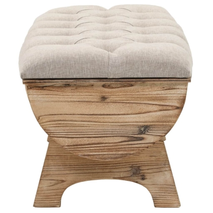 Storage Bench 103x51x44 cm Solid Wood and Fabric - Image 3