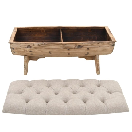 Storage Bench 103x51x44 cm Solid Wood and Fabric - Image 4