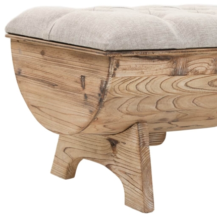 Storage Bench 103x51x44 cm Solid Wood and Fabric - Image 6