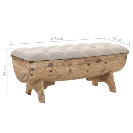 Storage Bench 103x51x44 cm Solid Wood and Fabric - Image 8