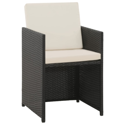 5 Piece Outdoor Dining Set with Cushions Poly Rattan Black - Image 4