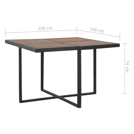 5 Piece Outdoor Dining Set with Cushions Poly Rattan Black - Image 5