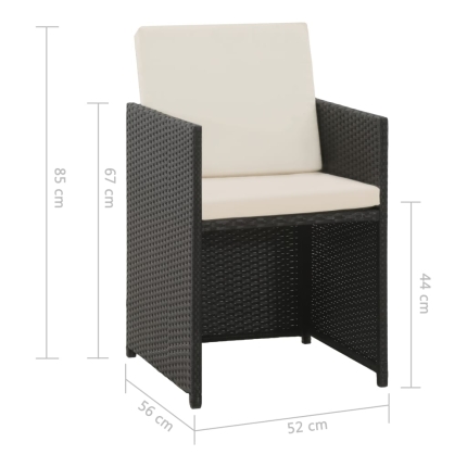 5 Piece Outdoor Dining Set with Cushions Poly Rattan Black - Image 6