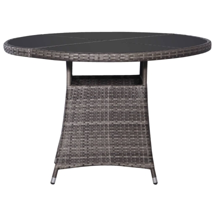 7 Piece Outdoor Dining Set with Cushions Poly Rattan Grey - Image 3