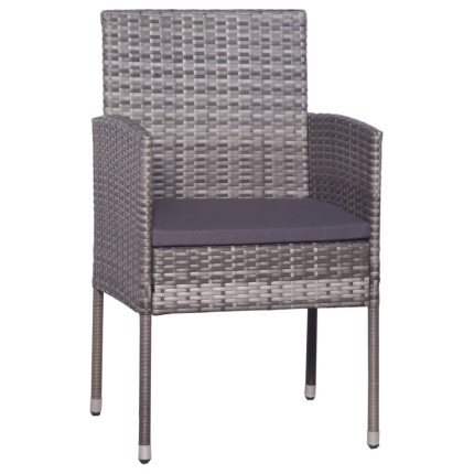 7 Piece Outdoor Dining Set with Cushions Poly Rattan Grey - Image 4