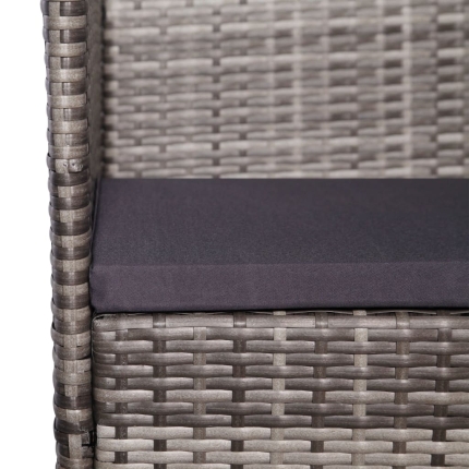 7 Piece Outdoor Dining Set with Cushions Poly Rattan Grey - Image 6
