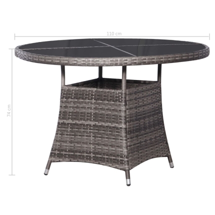 7 Piece Outdoor Dining Set with Cushions Poly Rattan Grey - Image 7