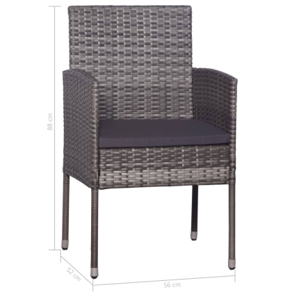 7 Piece Outdoor Dining Set with Cushions Poly Rattan Grey - Image 8