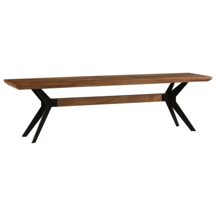Dining Bench Solid Acacia Wood and Steel 160x40x45 cm - Image 2