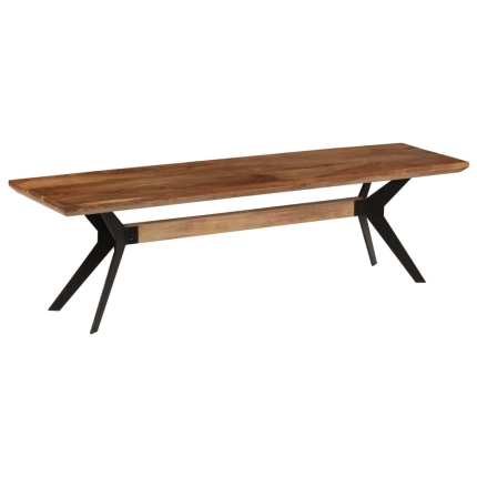 Dining Bench Solid Acacia Wood and Steel 160x40x45 cm - Image 11