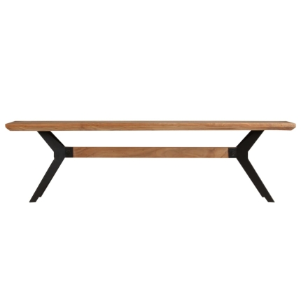 Dining Bench Solid Acacia Wood and Steel 160x40x45 cm - Image 3