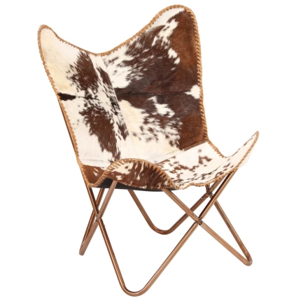 Butterfly Chair Brown and White Genuine Goat Leather - Image 11
