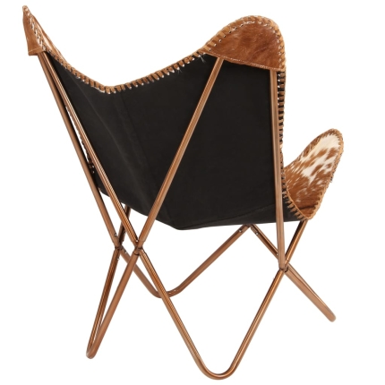 Butterfly Chair Brown and White Genuine Goat Leather - Image 4