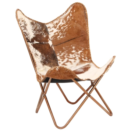 Butterfly Chair Brown and White Genuine Goat Leather - Image 10