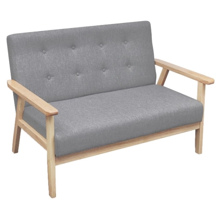 Sofa Set 2 Pieces Fabric Light Grey - Image 3