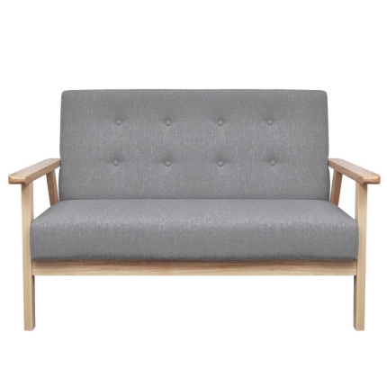 Sofa Set 2 Pieces Fabric Light Grey - Image 4