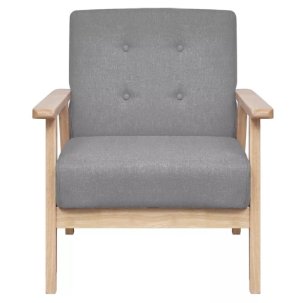 Sofa Set 2 Pieces Fabric Light Grey - Image 6