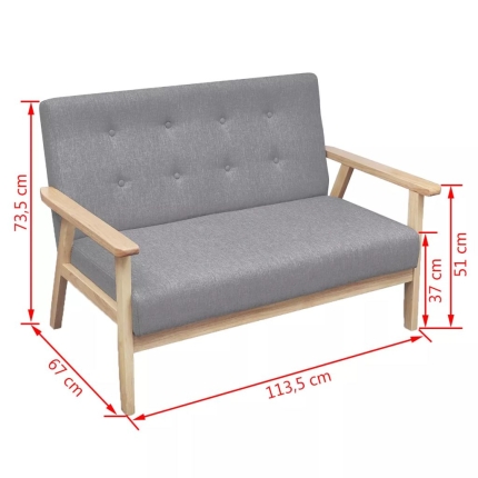 Sofa Set 2 Pieces Fabric Light Grey - Image 9