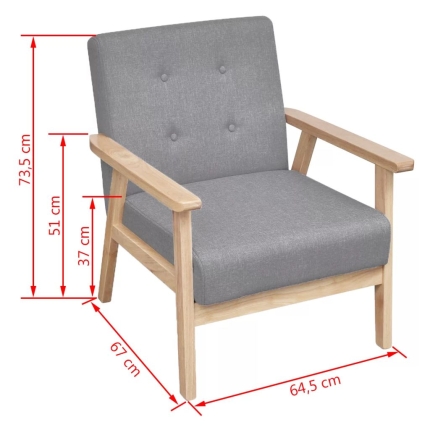 Sofa Set 2 Pieces Fabric Light Grey - Image 10