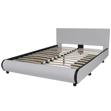 Bed Frame White Faux leather Double Size - Image 2