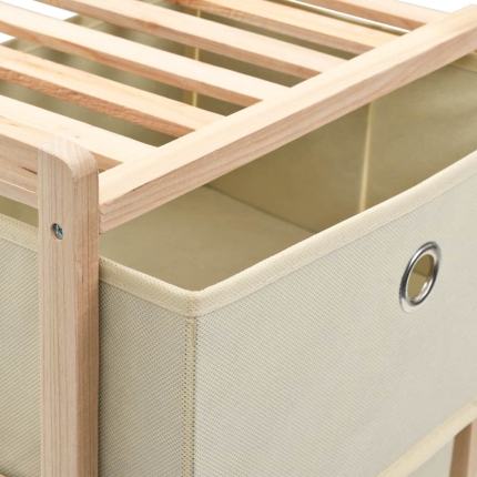 Storage Rack with 3 Fabric Baskets Cedar Wood Beige - Image 2