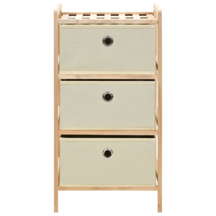 Storage Rack with 3 Fabric Baskets Cedar Wood Beige - Image 3