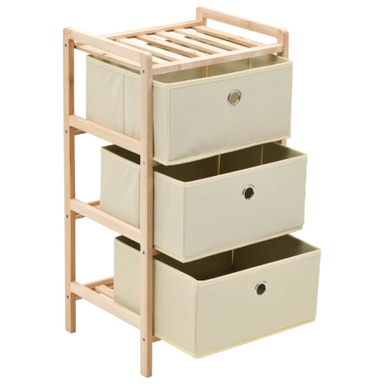 Storage Rack with 3 Fabric Baskets Cedar Wood Beige - Image 5