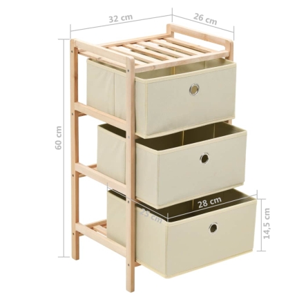 Storage Rack with 3 Fabric Baskets Cedar Wood Beige - Image 6