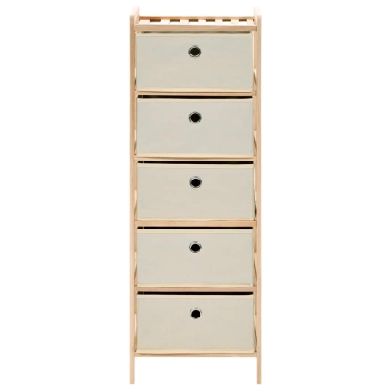 Storage Rack with 5 Fabric Baskets Cedar Wood Beige - Image 2