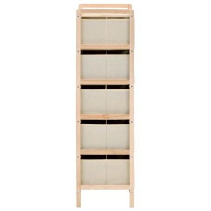 Storage Rack with 5 Fabric Baskets Cedar Wood Beige - Image 3