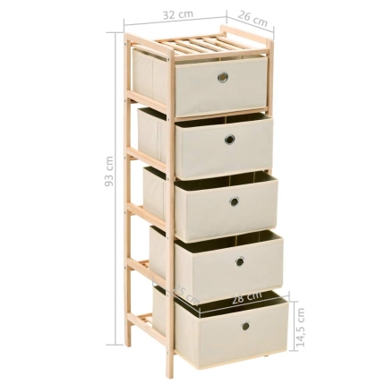 Storage Rack with 5 Fabric Baskets Cedar Wood Beige - Image 6