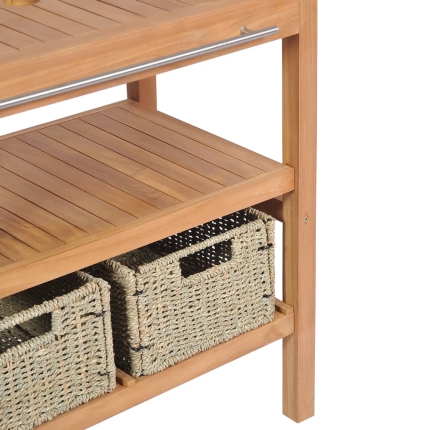 Bathroom Vanity Cabinet with 2 Baskets Solid Teak 74x45x75 cm - Image 5