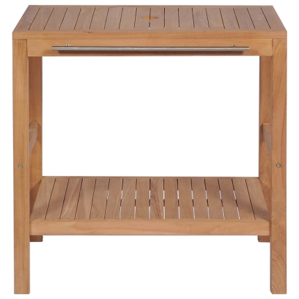 Bathroom Vanity Cabinet Solid Teak with Riverstone Sink - Image 6