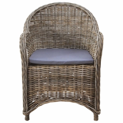 Outdoor Chairs 2 pcs with Cushions Natural Rattan - Image 2