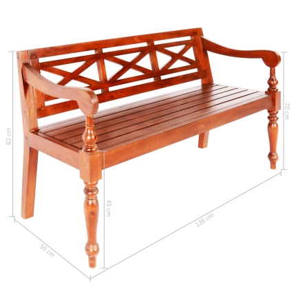 Batavia Bench 136 cm Solid Mahogany Wood Dark Brown - Image 6