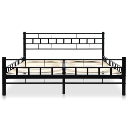 Bed Frame Black Metal 137x187 cm - Image 3