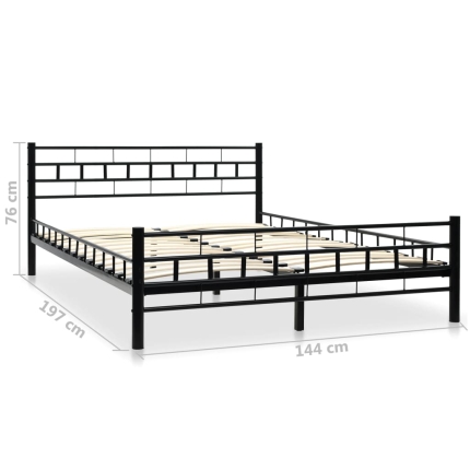 Bed Frame Black Metal 137x187 cm - Image 7