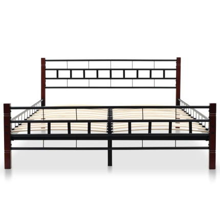 Bed Frame Black Metal 137x187 cm - Image 3