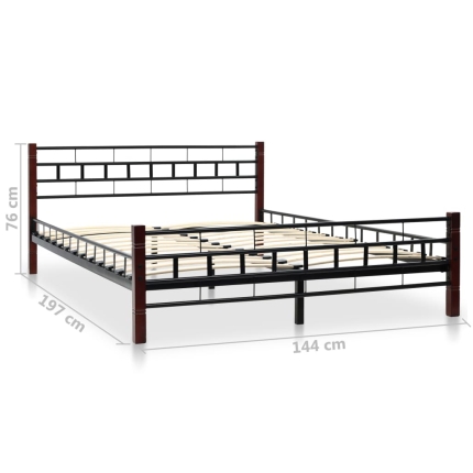 Bed Frame Black Metal 137x187 cm - Image 7