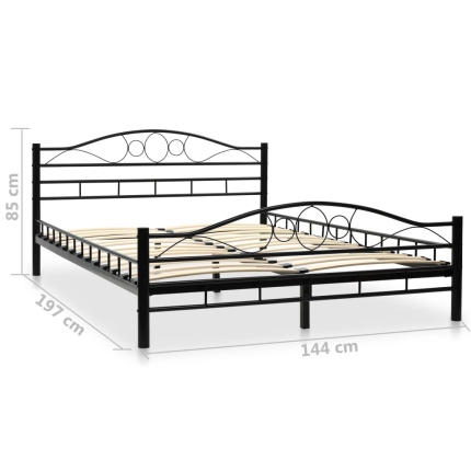 Bed Frame Black Metal 137x187 cm - Image 6
