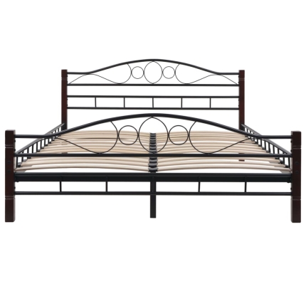 Bed Frame Black Metal 137x187 cm - Image 3