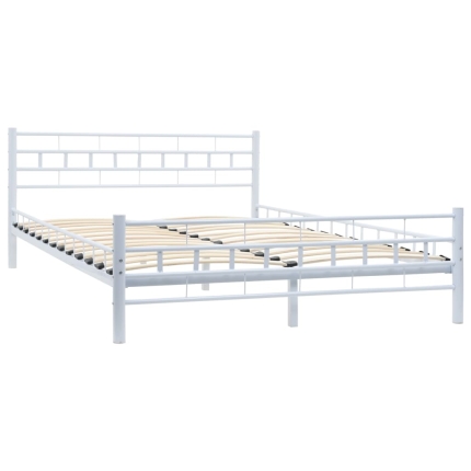 Bed Frame White Metal 137x187 cm - Image 2